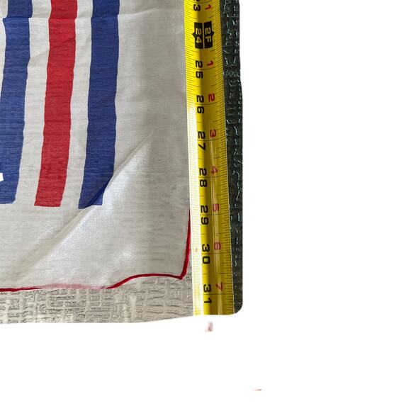 Glentex Silk Scarf White Red Blue 30x30 - Picture 3 of 4